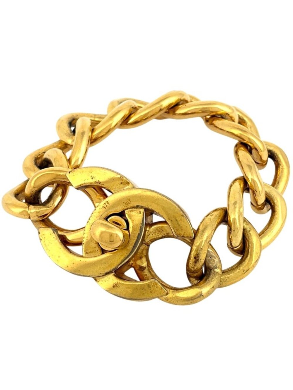 Chanel CC Logo Chain Bracelet Turnlock Gold Plated